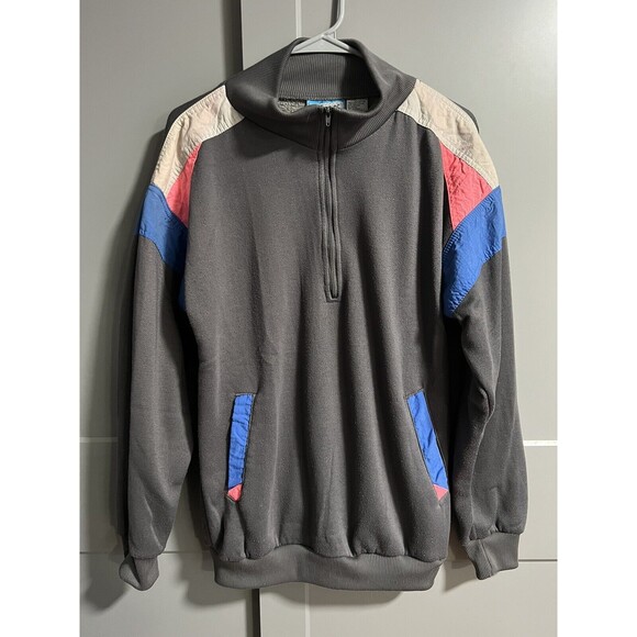 TurnPoint Sports Mens Half Zip Long Sleeve Pullover Sweater Y2K Retro Medium - Picture 1 of 3